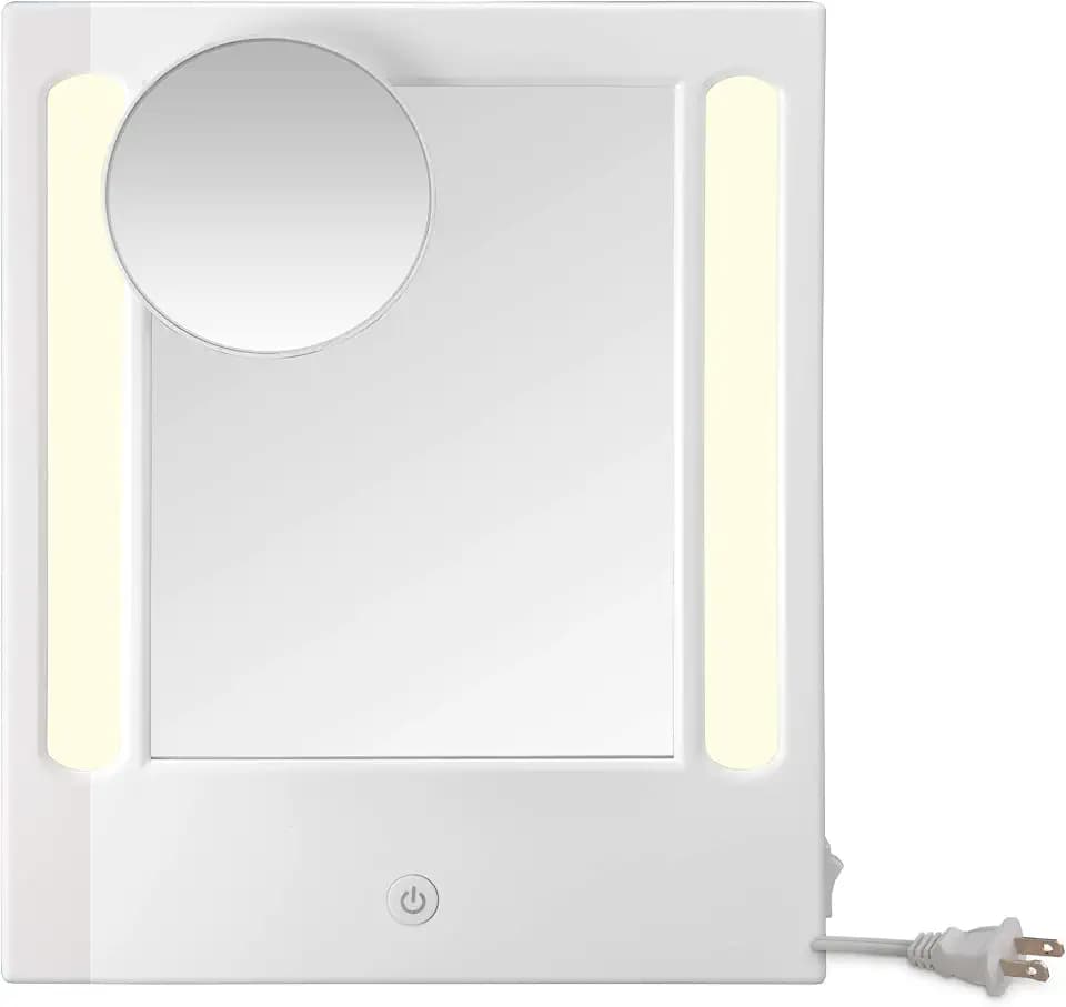 Conair Lighted Makeup Mirror, LED Vanity Mirror, 1X/5X Magnifying Mirror, Corded in Glossy White