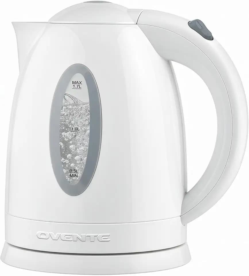 OVENTE 1.7L Electric Tea Kettle, 1100W BPA-Free Water Boiler, White KP72W