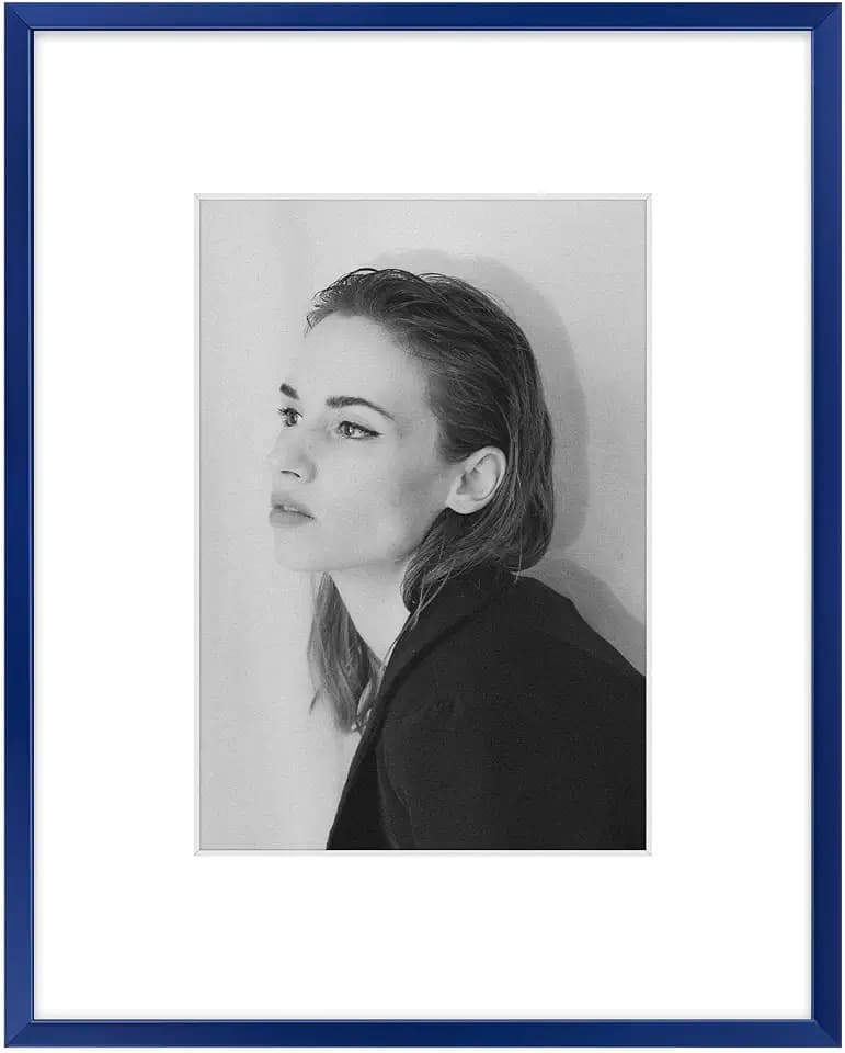 Golden State Art 8x10 Blue Aluminum Frame with White Mat, Real Glass