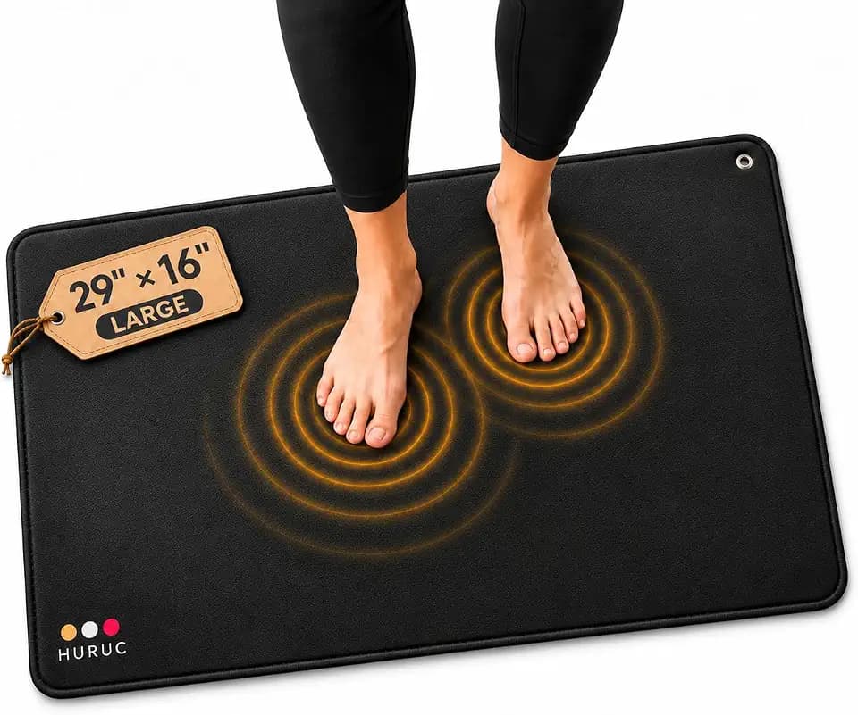 HURUC Grounding Mat for Feet,Conductive Carbon Earthing Mat,Large 29" x 16"