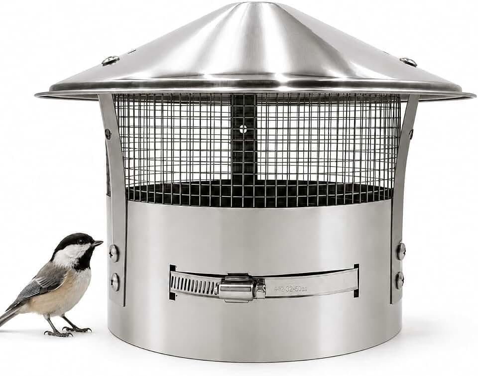Rust-Proof 8 inch Chimney Cap, Adjustable Stainless Steel Chimney Cover