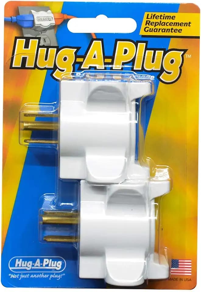 Grounded Right Angle Adapter Plug - Twin Pack White