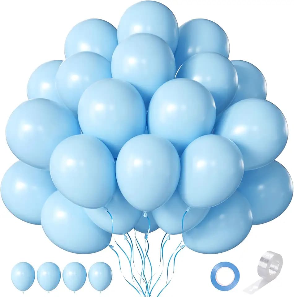 Light Blue Balloons 12 Inch 60Pcs Pastel Baby Blue Latex Balloons