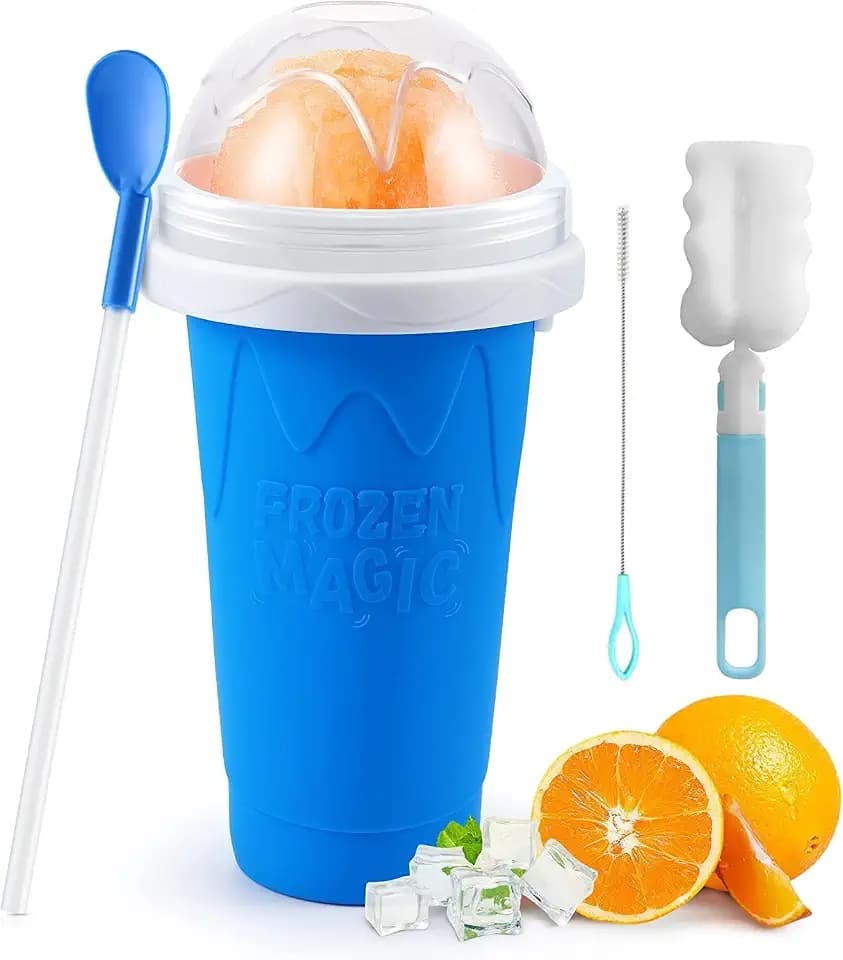 2022 Slushie Maker Cup, Magic Quick Frozen Smoothies Cup Cooling Cup Double Layer Squeeze Cup Slushy Maker Cup, Homemade Milk Shake Ice Cream Maker it for All Ages (Pink)