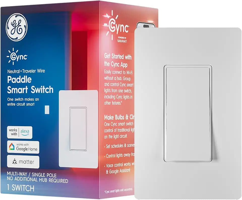 GE CYNC Smart Paddle Light Switch, Wi-Fi & Bluetooth, 1 Pack