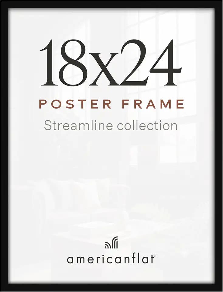 Americanflat 18x24 Poster Frame - Slim Molding - Black