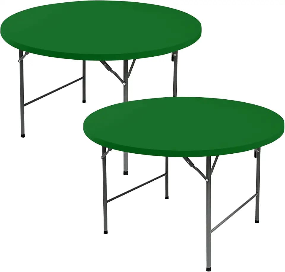 Round Fitted Tablecloth with Elastic-Spandex Christmas Table Covers 60 Inch