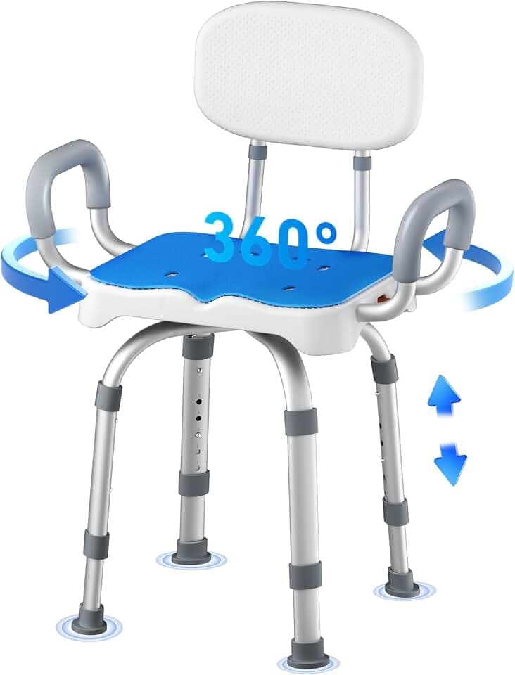 KingPavonini 360° Swivel Shower Chair for Inside Shower, 550 LB Heavy Duty