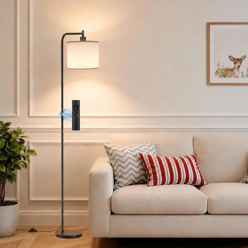 SIBRILLE Floor Lamp for Living Room, Tall Standing Lamp with Linen Shade