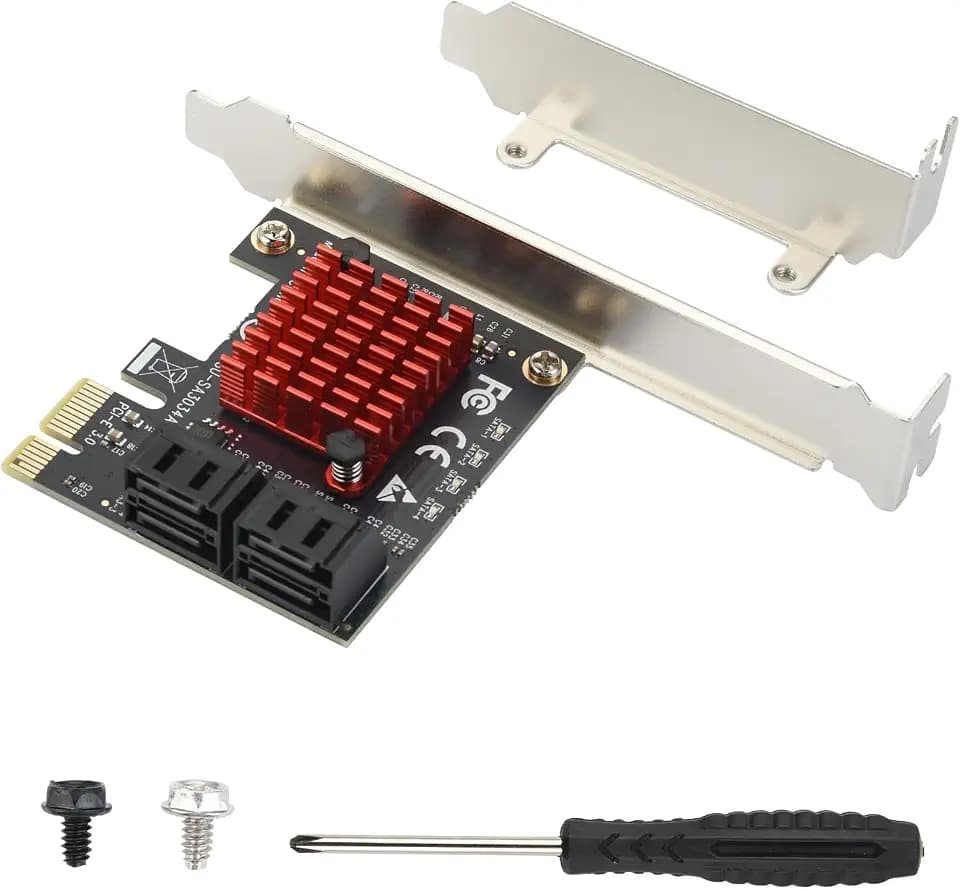 ELUTENG PCI-E zu SATA Adapter 4-Port PCIe Erweiterungskarte 6Gbps SATA 3.0 Controller PCI Express Controller Card mit Low-Profile Halterung für Windows/Linux, Non-Raid, Booten als Systemfestplatte
