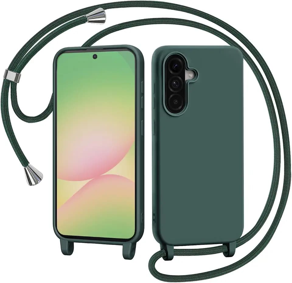 AOMYKE Handyhülle für Samsung Galaxy A56 5G Hülle mit Band, Handyband Samsung Galaxy A56 5G Hülle zum Umhängen Schutzhülle mit Kette Kordel Weich TPU Liquid Silikon Case, Grün