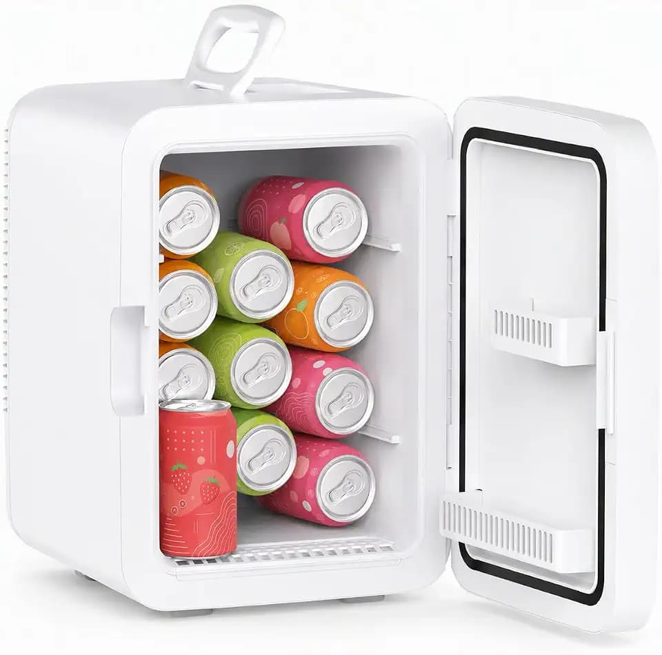 Electactic 10L Compact Mini Fridge, AC/DC Small Refrigerator, White