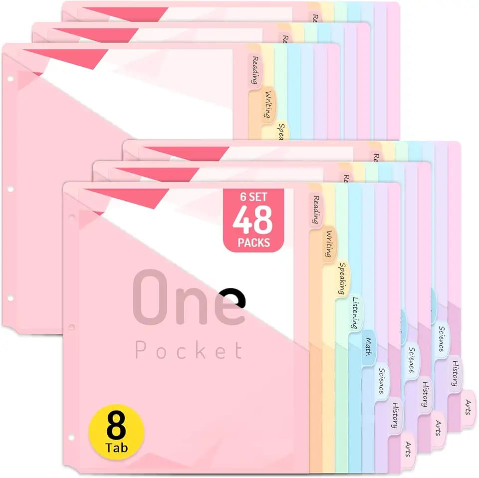 Forvencer 48 Count Dividers for 3 Ring Binder, 8 tabs Binder Dividers