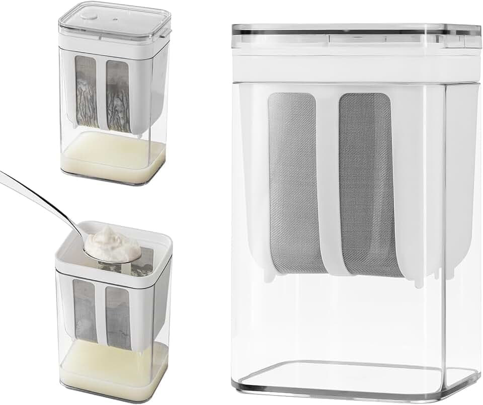 Greek Yogurt Strainer, 1100ml Fine Mesh Strainer with Bag & Lid