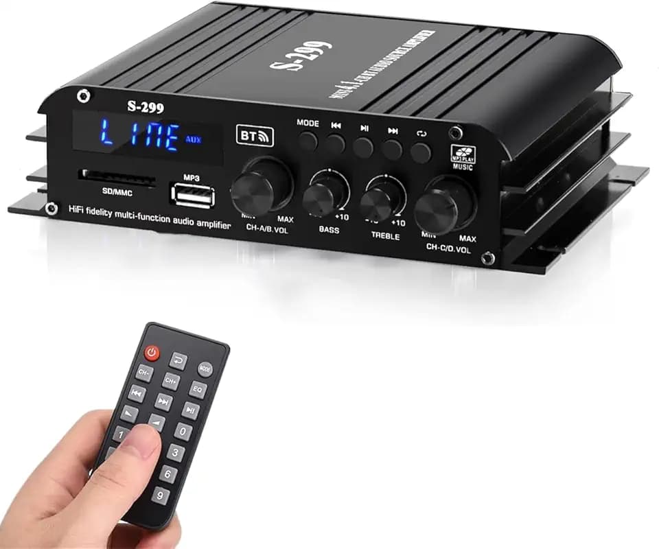 4.1-Kanal Verstärker, 1600W Mini hifi Verstärker, Bluetooth 5.0