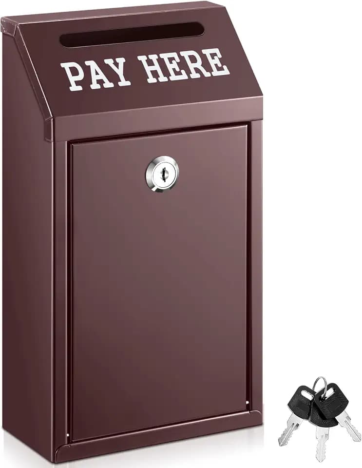 Yaocom Metal Money Cash Box,Brown,10.2 X 5.7 X 2.8 Inch
