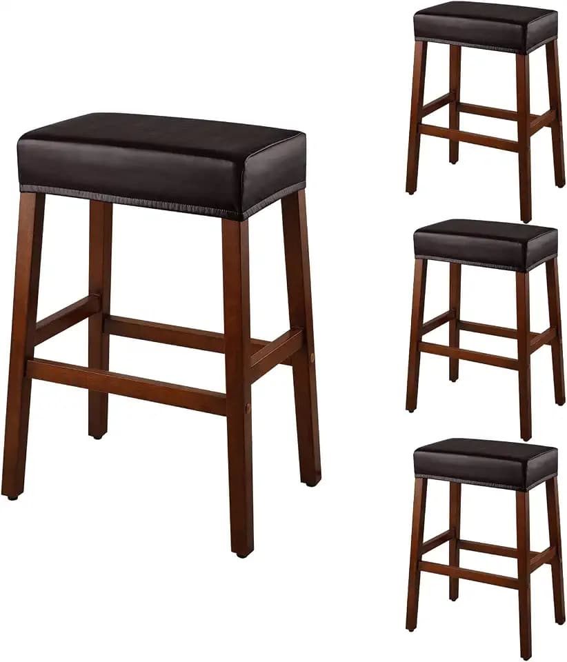 YISUN Stool Covers Rectangle - 4 Pack Stretch Oilproof Waterproof PU High Chair Cover Vanity Stool Cover Pub Counter Bar Stool Covers Saddle Seat Cover with Elastic Bands