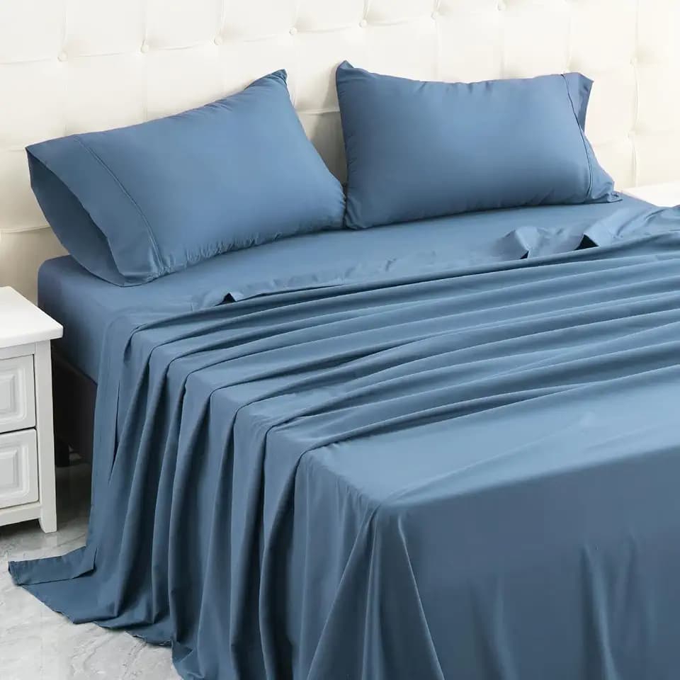 MICORAL Twin Bed Sheets Set, Soft Breathable Bedding Sheet Set, Sheets Set with 16" Deep Pocket Design (3 Pieces, Twin, Denim Blue)