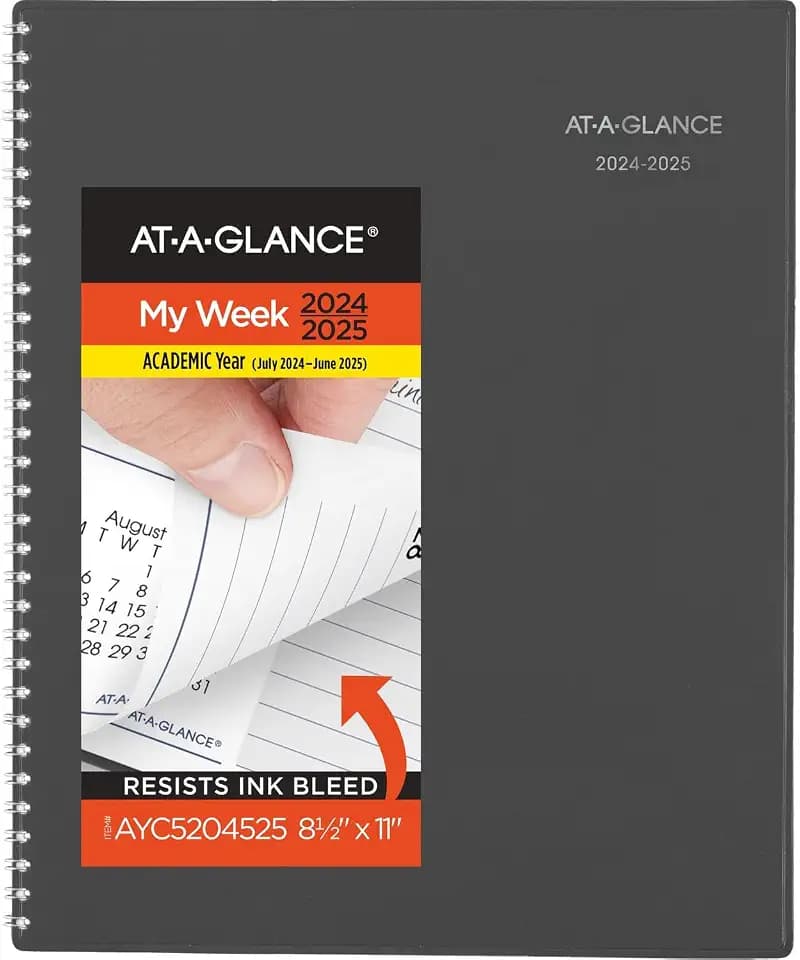 AT-A-GLANCE Planner 2024-2025 Academic, Weekly & Monthly Appointment Book, 8-1/2" x 11", Large, DayMinder, Charcoal (AYC52045)
