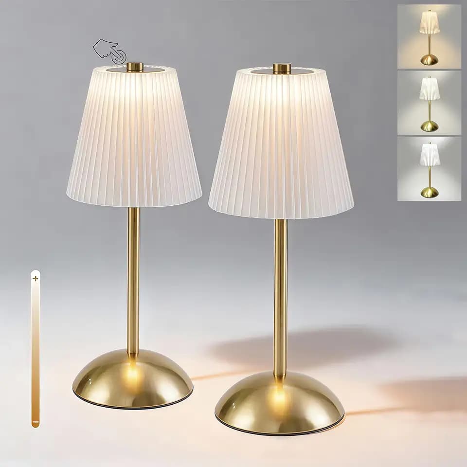 2-Pack Cordless Rechargeable Table Lamps, Battery Operated Lamp