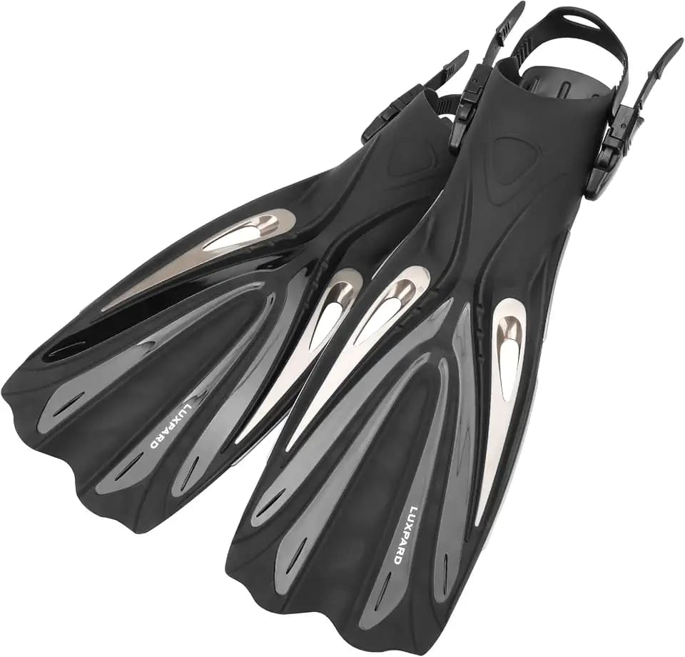 Diving Fins, Efficient Open Heel Flippers with Adjustable Buckles