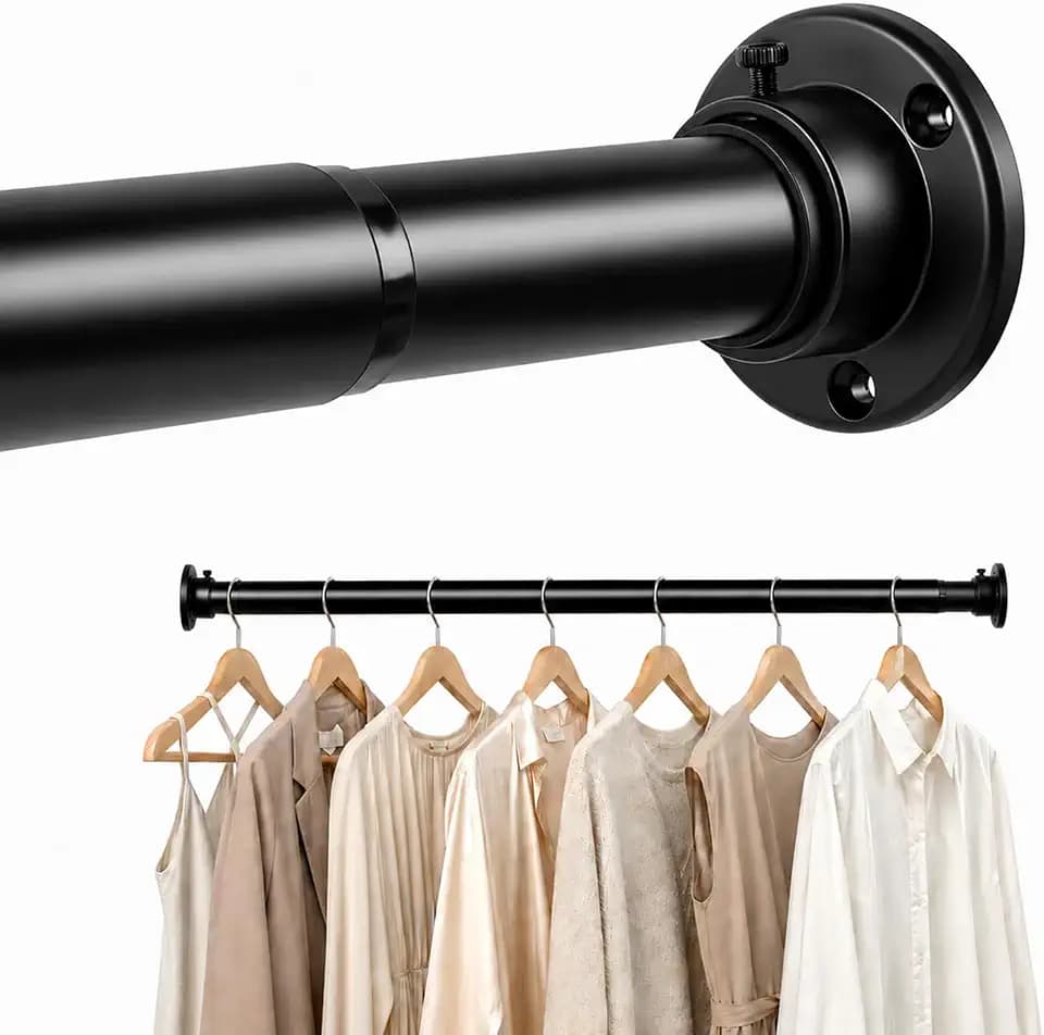 Closet Rods for Hanging Clothes, 17-28" Adjustable Metal Closet Rod