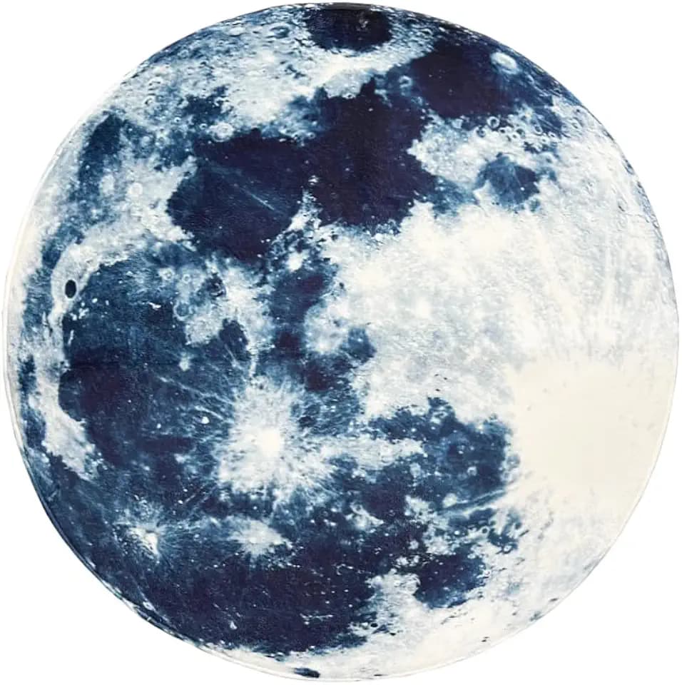 Blue Moon Round Rug 2ft, Modern Celestial Carpet