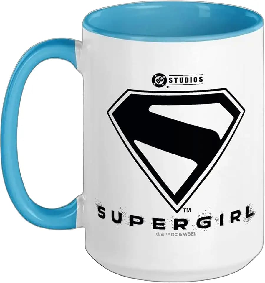 Supergirl 2026 Black Shield Ceramic Mug, Blue/White, 15oz