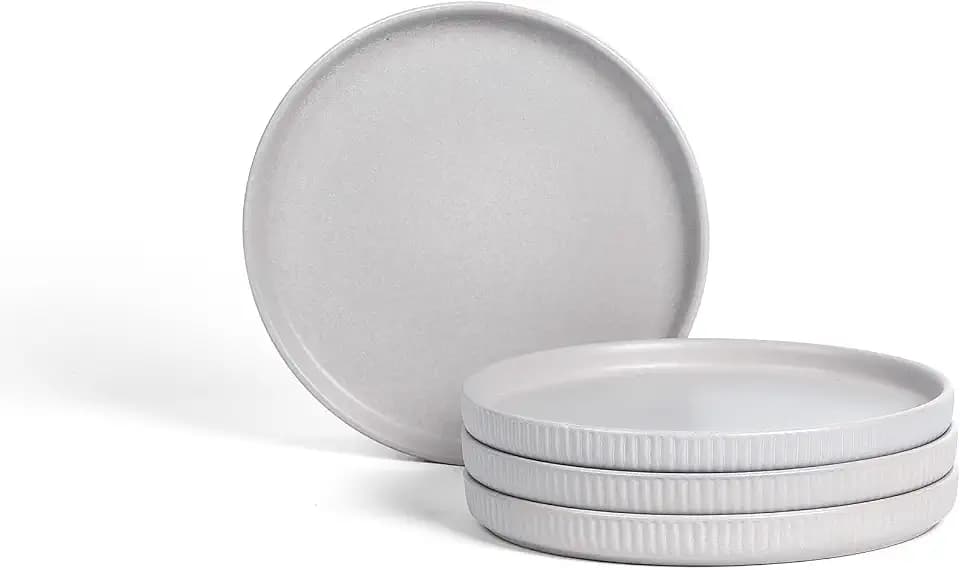 Stone Lain Haven Modern Stoneware 4 Piece Salad Plates Sets, Dish Set for 4, Reactive Glaze Grey