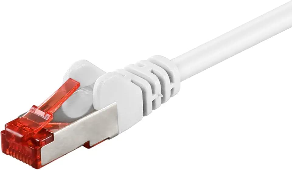 Goobay 92764 CAT 6 Kabel Lan Netzwerkkabel für Gigabit Ethernet S-FTP doppelt geschirmtes Patchkabel mit RJ45 Stecker, 15m, Weiß