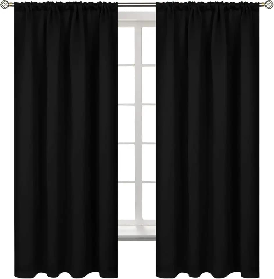 BGment Rod Pocket Blackout Curtains 63 Inch Length for Bedroom 2 Panels