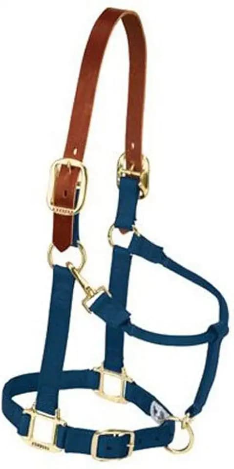 Weaver Equine Breakaway Horse Halter, Supple Leather Crown, Adjustable Brass Throat Snap Halters for Horses, Equine Tack