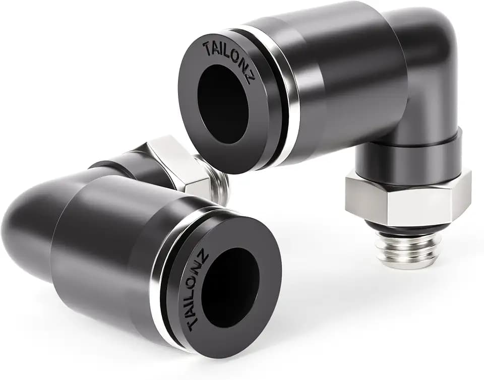 TAILONZ PNEUMATIC Male Elbow 4mm Tube OD x UNF 10-32 Thread 90 Push to Connect Fittings PL4-U10 (Pack of 10)