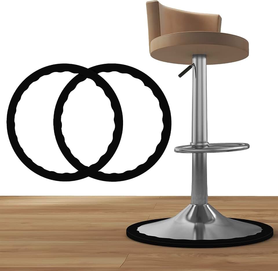 Round Base Bar Stool Leg Floor Protector 2 Pack, Black, Fits 14.5" to 16.5"