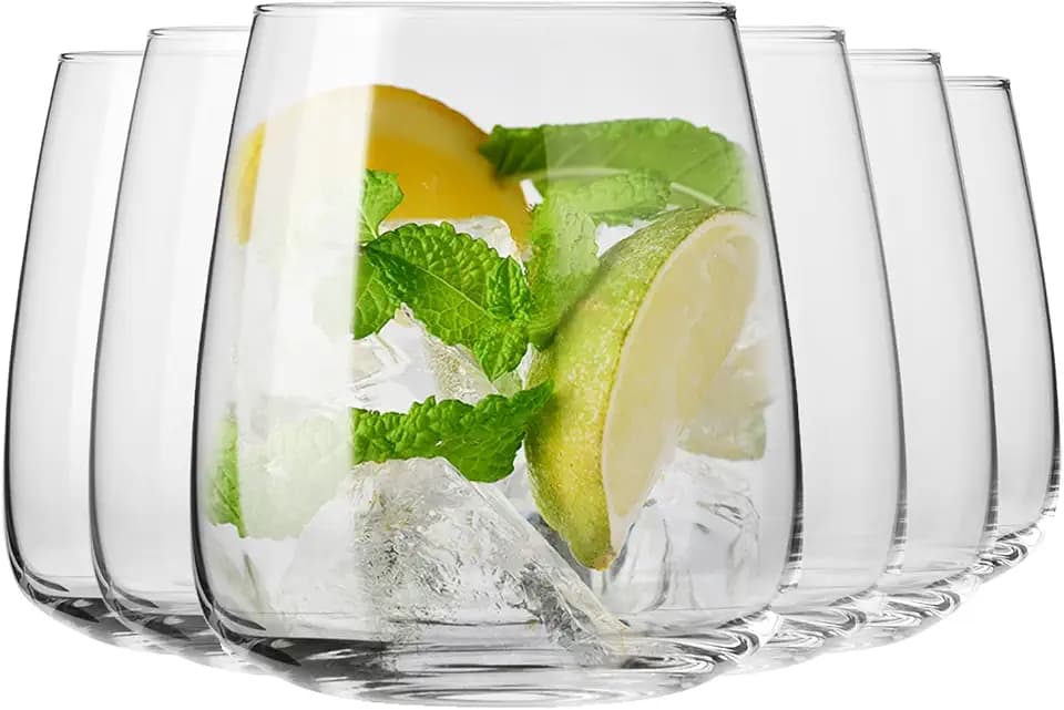 KROSNO Water Glasses Set of 6, 15.9 oz, Modern Collection