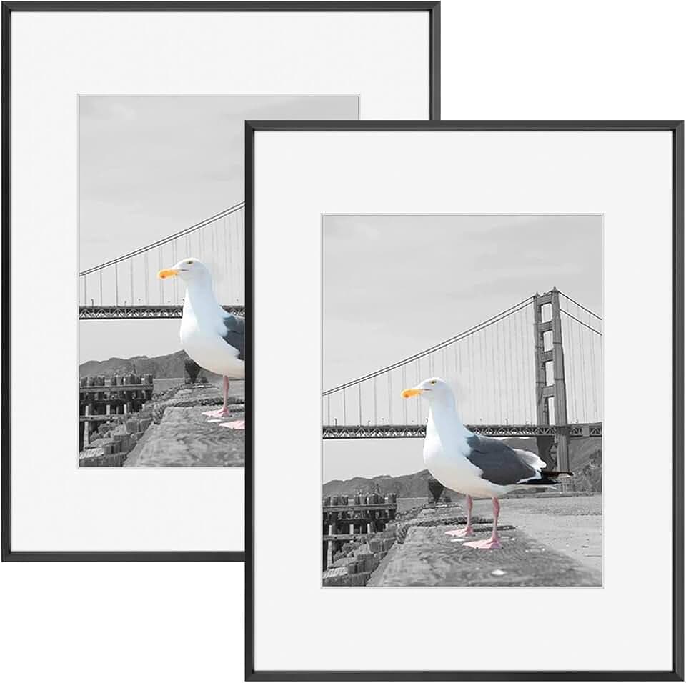 Frametory 16x20 Black Aluminum Metal Picture Frame Mat for 11x14 Glass