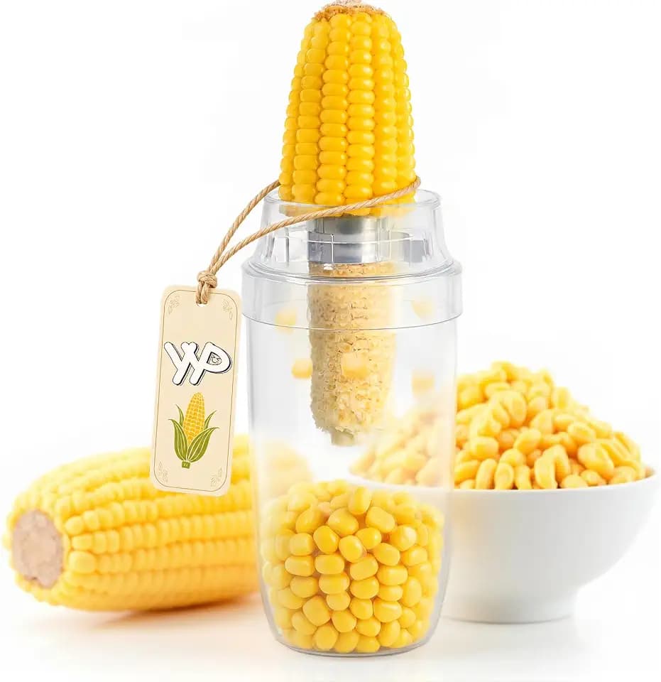 YYP Corn Cob Stripper, Corn Peeler for Corn on the Cob, with Bowl Fast No-Mess Kernel Cutter Tool for Effortless Prep with Serrated Blade for Home & Kitchen