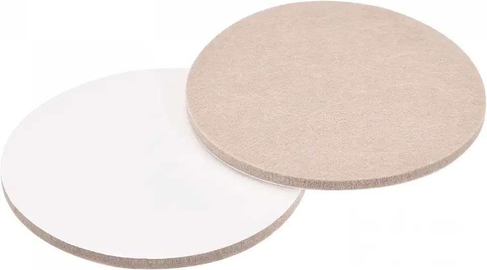 sourcing map Filz-Möbel-Pads, 100 mm Durchmesser, selbstklebend, rutschfest, kratzfest, rund, für Schrank, Schrank, Füße, Bodenschutz, Beige, 4 Stück