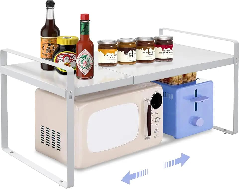 Expandable Cabinet Shelf Organizer, 14"-25" Adjustable Rack