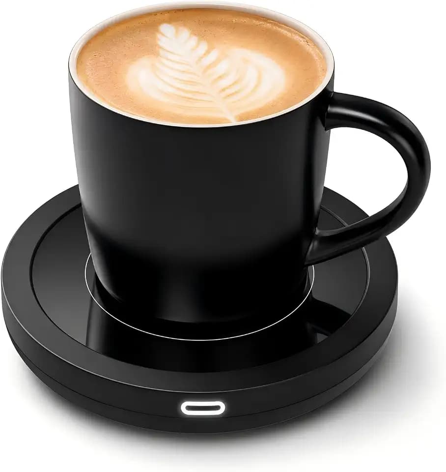 BESTINNKITS Coffee Mug Warmer & Mug Set for Desk, 14oz Ceramic Mug, Black