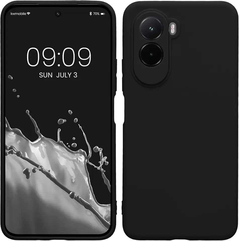 kwmobile Handyhülle für Xiaomi Poco M7 4G Hülle - weiches Handy Silikon Case - Schutzhülle Cover - Schwarz matt