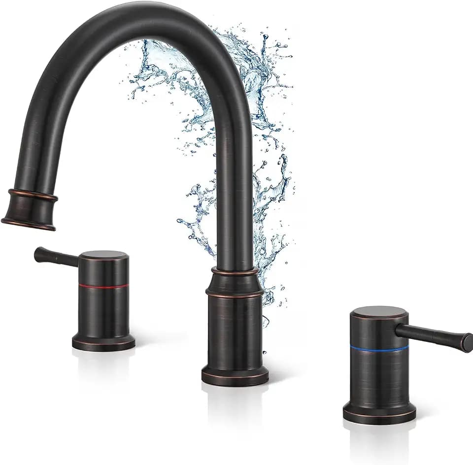 Roman Tub Faucet 3 Hole Deck Mount with Swivel Spout Bronze