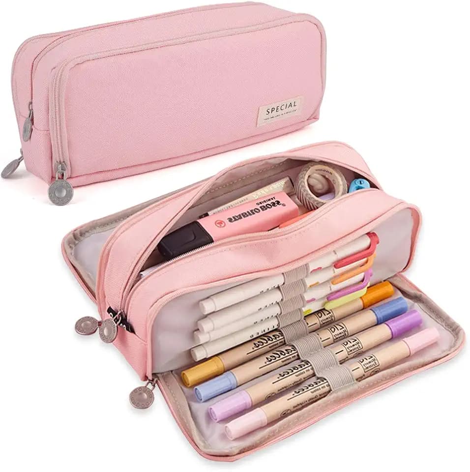 iSuperb Large Pencil Case 3 Compartments Pencil Pouch Big Capacity Pencil Bag for Kids Teen Girls Boys Student School Supplies Oxford Organizer Pen Bag Cosmetic Makeup Pouch