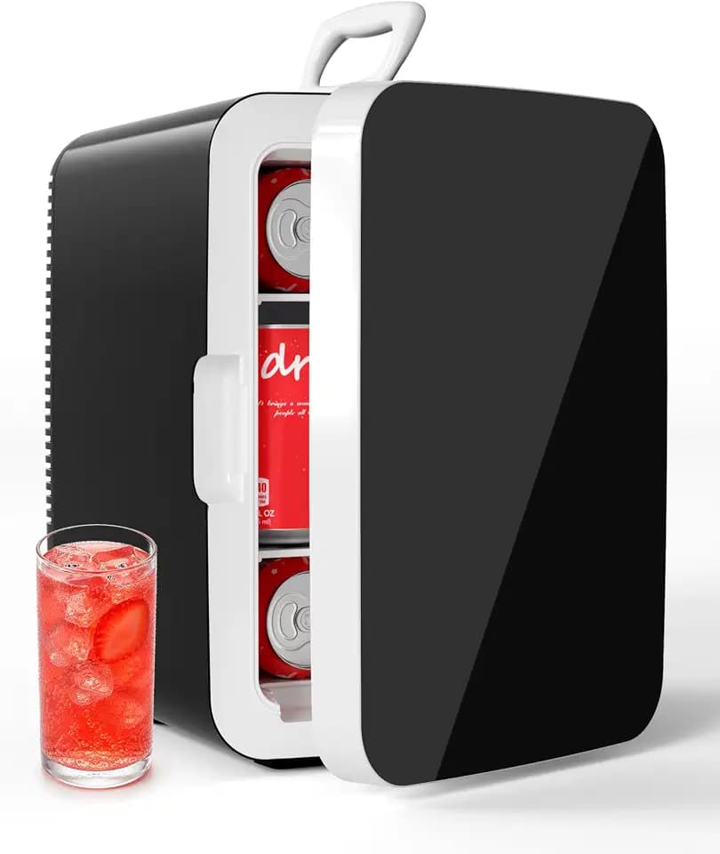 Electactic 10L Mini Fridge, AC/DC Portable Small Refrigerator, Black