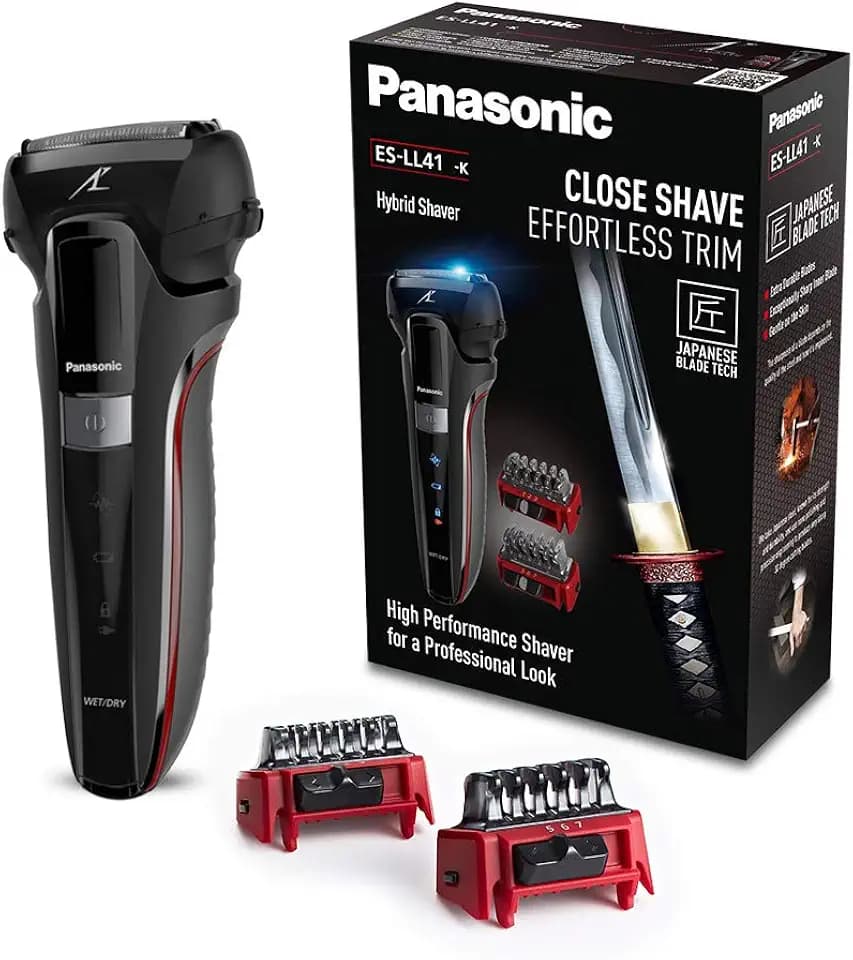 Panasonic Series 500 ES-LL41 Hybrid-Rasierer, 3in1-Rasierer zum Rasieren, Trimmen und Stylen, 2 Aufsätze, schwarz