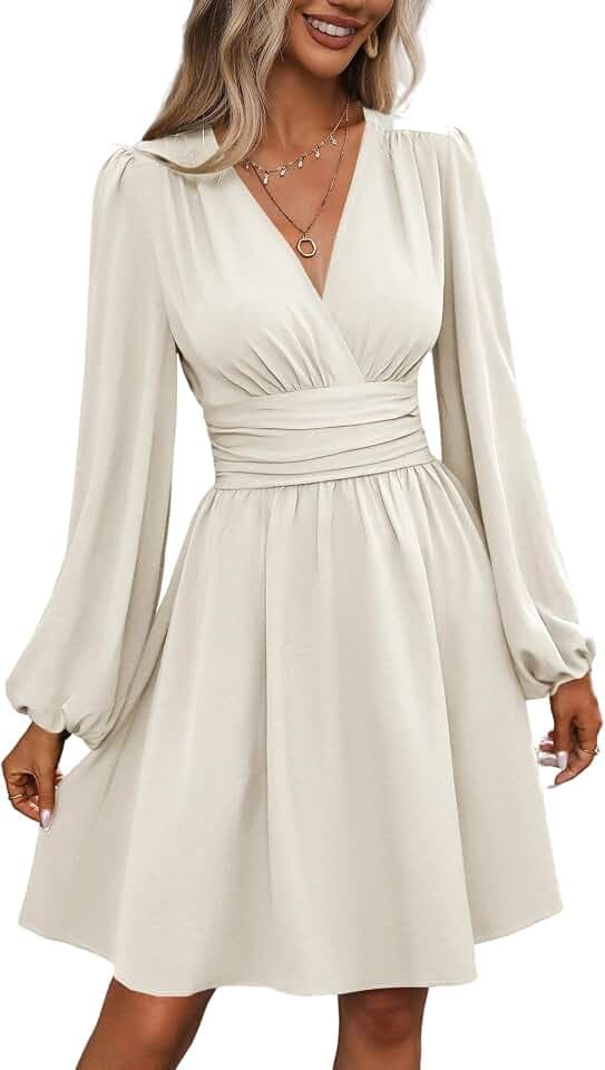 SOLY HUX Women's Elegant Long Sleeve V Neck Fomal Dress