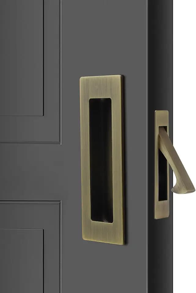 Dontay Pocket Door Handles,Recessed Pull,Non Lock Flush Hardware,Bronze,6''
