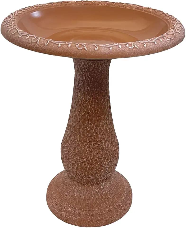 Tierra Garden Birdbath for Outdoors - 24" Terra Cotta Fiber Clay Bird Bath Bowl and Stand, Easy Assembly UV-Resistant Bird Baths for Outside, Outdoor Decor Pedestal Birdbaths, Garden Decor for Outside