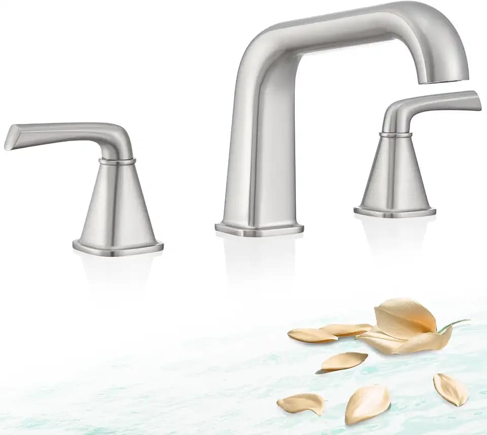 Bathtub Faucet Set 3 Hole, Brushed Nickel Roman Bathtub Faucet, High Flow Deck Mount Tub Faucet, Widespread Garden Tub Faucet 2-Handle with Hot & Cold Supply Lines