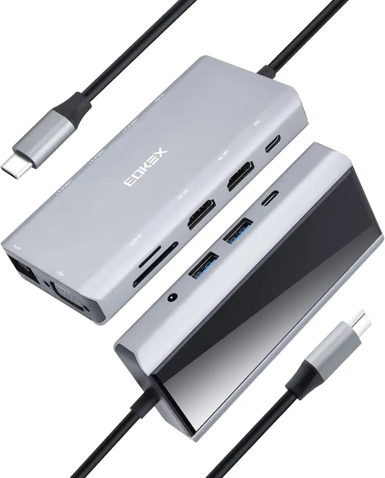 11-in-1-USB-C-Hub, Typ-C-Multiport-Adapter mit 2 (Dual) HDMI 4K, VGA, PD3.0, SD/TF-Kartenleser, RJ45 f¨¹r MacBook/Pro/Air/IMAC/XPS